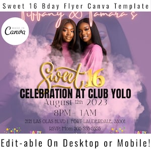 Birthday Flyer, DIY Flyer Template Design, Birthday Invitation Flyer, Celebration Social Media Flyer, Event Flyer, Hair Lash Nails Flyer