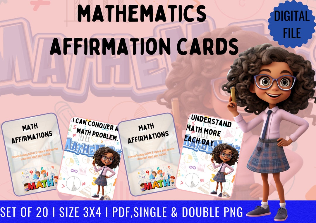 Mathfirmation Character Cards, Math Affirmation Cards, Academic ...