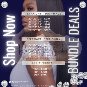 DIY hair flyer edit, IG hair promo flyer, price list for hair edit, social media hair price list, hair list