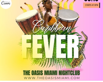 DIY Caribbean Club Flyer, bearbeitbare Canva-Vorlage (digitaler Download)