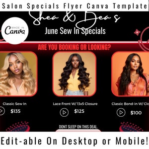 Hair Salon Sales Template, DIY Premade Flyers, Social Media Content, Digital Instagram Flyer, Canva Editable, Hair Sale E-Flyer
