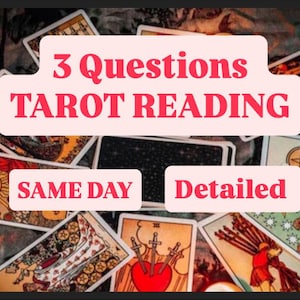 3 Question Tarot Reading - Same Day- Detailed Psychic Reading