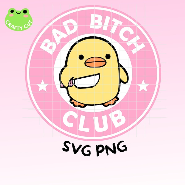 Bad Bitch Duck Cutie Knife SVG| Chibi Coffee Logo| Kawaii Duck Digital File for Crafting| SVG PNG