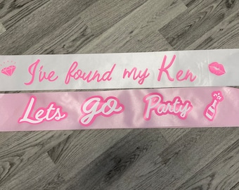 Hen party sashes |  bride to be and bridesmaid sashes | pink and white | Bachlorette sashes