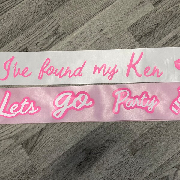 Hen party sashes |  bride to be and bridesmaid sashes | pink and white | Bachlorette sashes