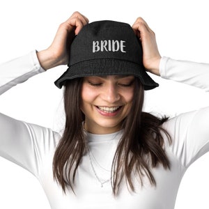 Embroidered Denim Bride Bucket Hat