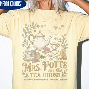 Camiseta de la Casa de Té de la Sra. Potts, Camiseta de La Bella y la Bestia, Camiseta vintage de Disney, Camiseta extragrande de Comfort Colors, Un cuento tan antiguo como el tiempo