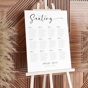 Wedding Seating Chart Template INSTANT DOWNLOAD Elegant Wedding Seating Plan Sign, Printable, Classic Minimal Find Your Seat Sign, Editable