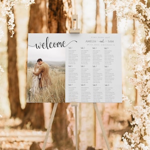 Wedding Seating Chart with Photo, Seating Chart Sign Printable, Wedding Seating Chart Board, Wedding Seating Chart Template Download