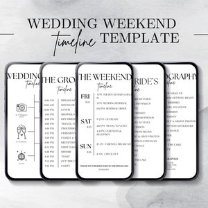 Wedding timeline template, Mobile Wedding Itinerary, Digital Canva template, Wedding Weekend Itinerary, Photographer schedule,