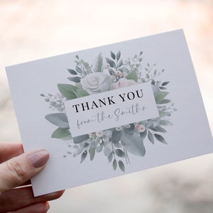 Eucalyptus Rose thank you card template, Baby shower card, Bifold thank you card, Wedding thank you card, Bridal Shower thank you, MPC 002