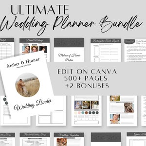 500+ Pages Canva printable wedding planner, wedding planner printable, Wedding itinerary, Wedding day binder, Wedding checklists,