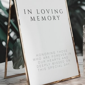 In Loving Memory Sign Template 8x10, Loving Memory Sign 5x7, Memorial Wedding Sign, Modern Minimalist Bundle, Editable Template,