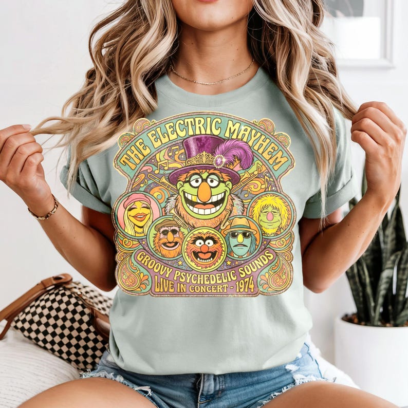 The Electric Mayhem psychedelic sounds concert 1974 t-shirt.