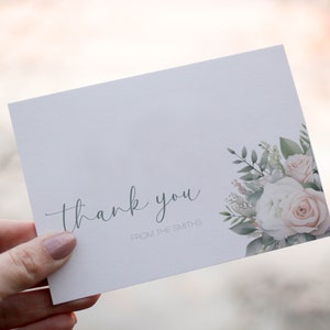 Eucalyptus Rose Thank You Card Template, Baby shower card, Bifold thank you card, Wedding thank you card, Bridal Shower thank you, MPC 002