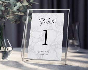 Table Number Sign, Wedding table numbers, Printable table numbers, Rustic Wedding, Boho Wedding, Modern Wedding sign, Black & White, MPC 012