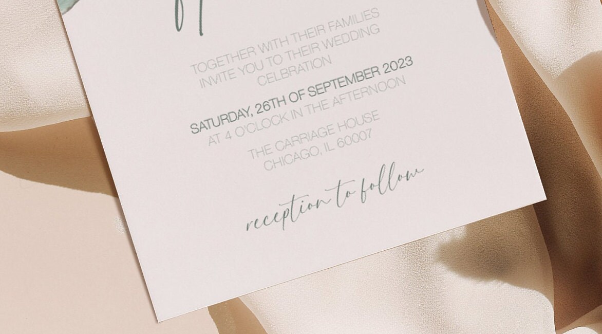 Wedding Invitation Template Set, Eucalyptus Wedding Invite, QR Code ...