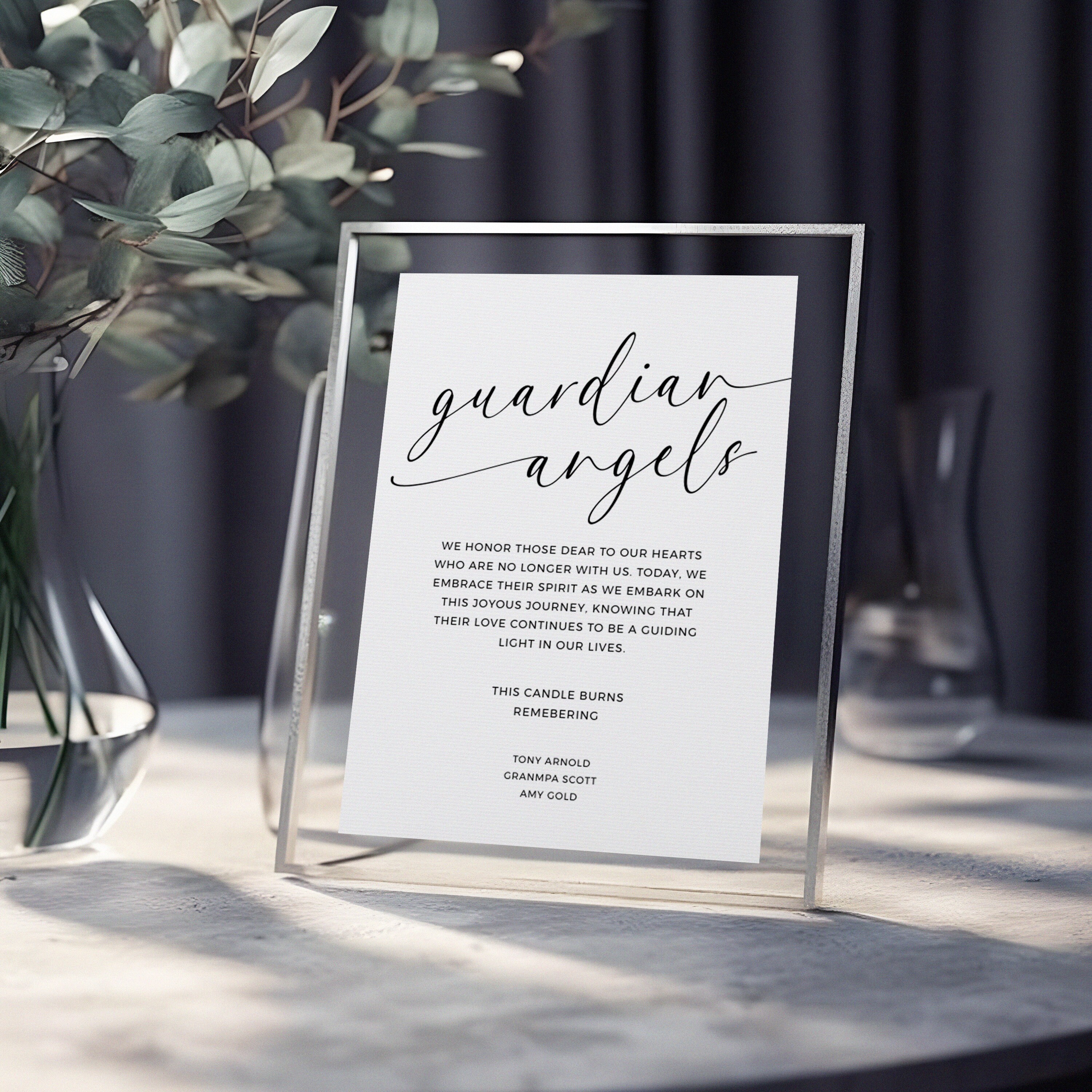 Printable Guardian Angels Sign, in Loving Memory Wedding Sign, Simple ...