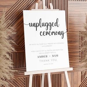 Elegant Unplugged Wedding Sign Template Download Modern Minimalist Unplugged Ceremony Sign Printable Unplugged Signs Templett