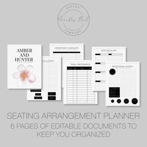Editable Wedding Seating Chart Planner, Printable Seating Plan, Seating Arrangement, Wedding Table Plan, Wedding Reception Planner, Canva
