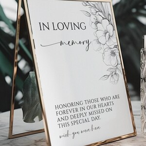 In Loving Memory Sign Template 8x10, Loving Memory Sign 5x7, Memory Wedding Sign, Modern Minimalist. Editable Template, MPC 012