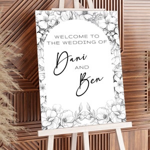 Wedding Welcome Sign Template, Black and White, Elegant Wedding Welcome Sign, , Minimalist Wedding Welcome Sign, Large Wedding Sign, MPC-012