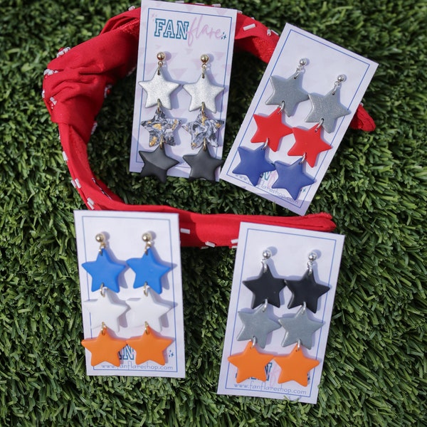 Game Day Clay Star Trio Earrings / Choose Your Team Colors