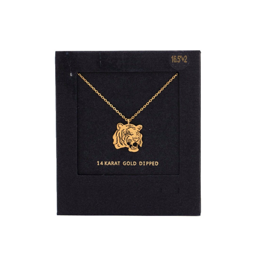 14K Gold Dipped Metal Tiger Necklace Pendant Necklace Game Etsy