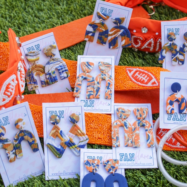 Navy and Gold Game Day Earrings Etsy