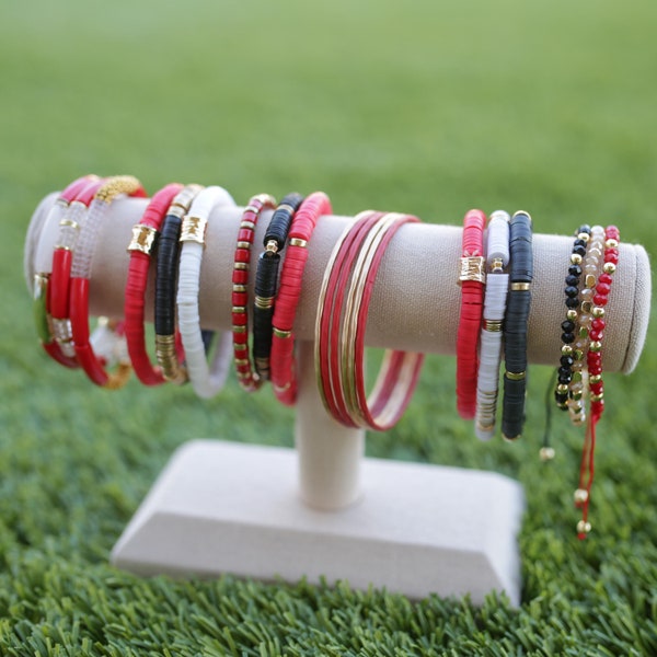 Red + Gold + Black Game Day Bracelet Stacks