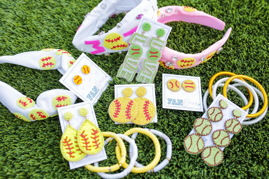 Beaded Softball Game Day Earring Etsy