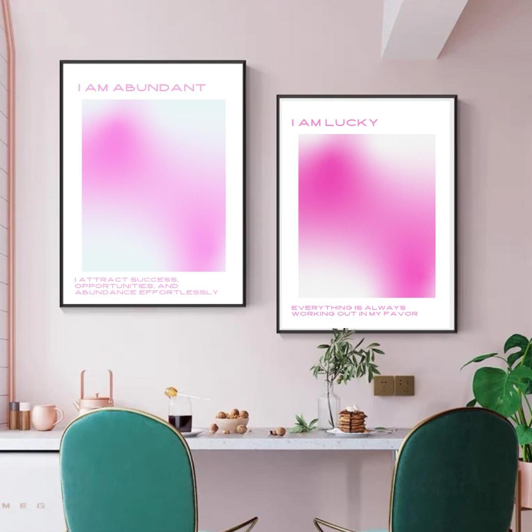 Positive Affirmations Aura Wall Digital Art Print | Pink Minimalist ...