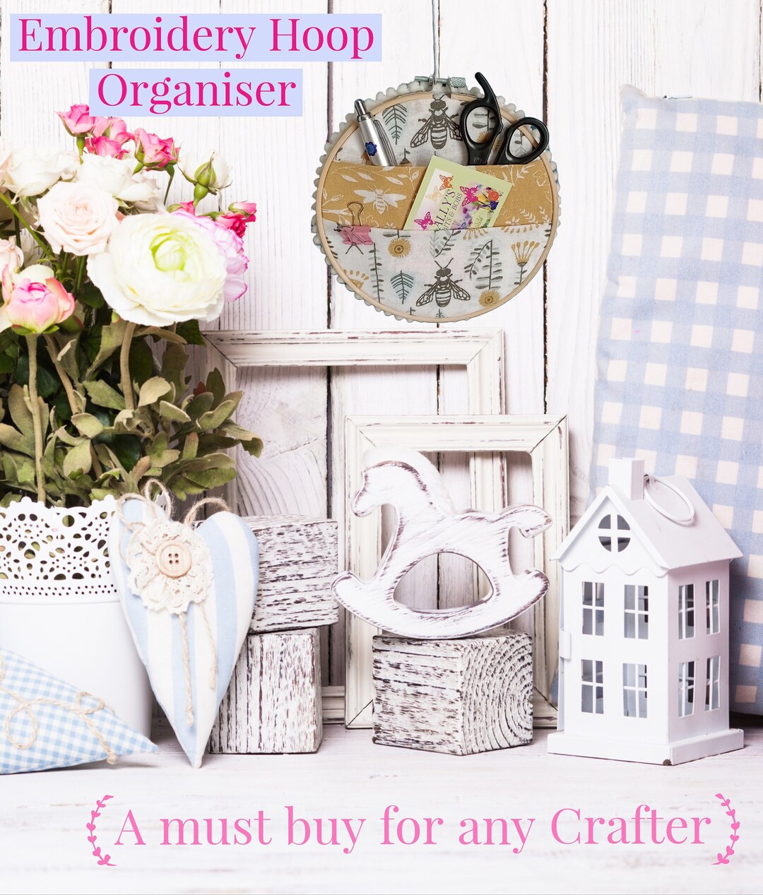 Embroidery Hoop Organizer Hoop Cloth Pockets Wall Hanging Etsy UK