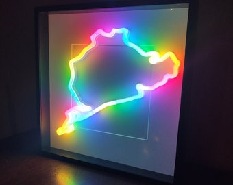 Nurburgring LED 50x50cm, Circuito de pistas de carreras RGB, Luz de arte de Fórmula 1, Pista LED Motorsport Regalo de lujo para él