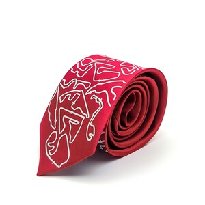 F1 fan tie, Formula 1 Tie with tracks, Gift for F1 fan, F1 Merch, Formula 1 Merch, F1 gift for him, Formula 1 gift idea, F1 Secret Santa Red