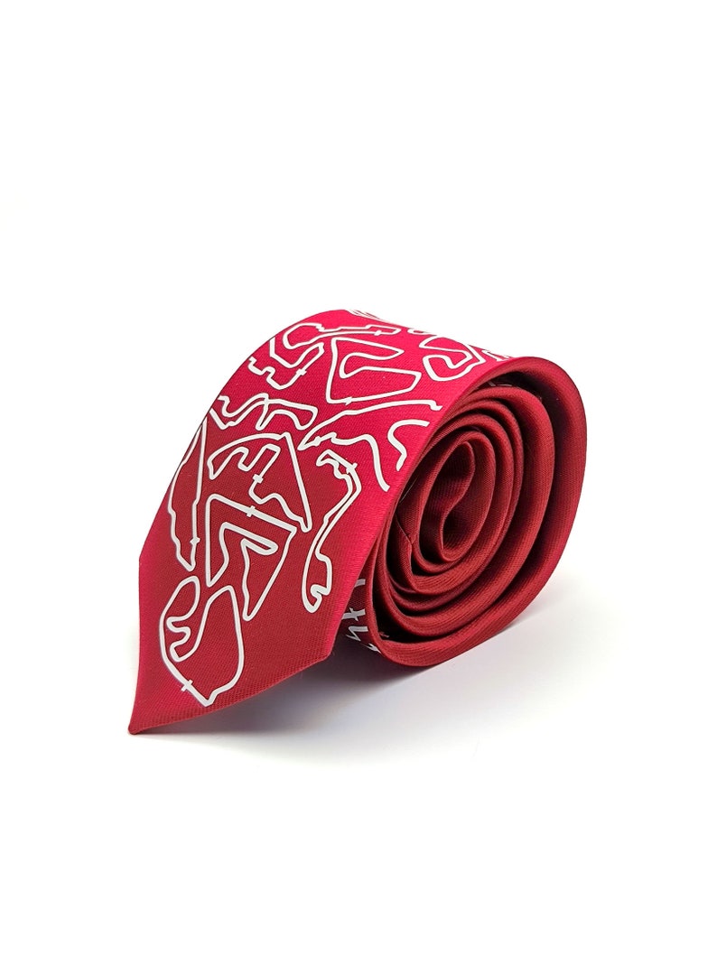 F1 fan tie, Formula 1 Tie with tracks, Gift for F1 fan, F1 Merch, Formula 1 Merch, F1 gift for him, Formula 1 gift idea, F1 Secret Santa Red