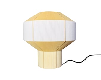 Abat-jour japonais, entièrement fait à la main, abat-jour en fil tissé à la main, jaune et blanc, lampe design minimaliste