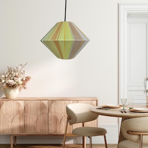 Bonbon Lamp, Ufo lampshade, Fully handmade, Handwoven Yarn Lampshade, yellow and green, Minimalist Design Lamp