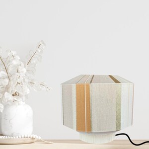 Japanese Lampshade, Fully handmade, Handwoven Yarn Lampshade, Brown and Silver, Minimalist Design Table Lamp