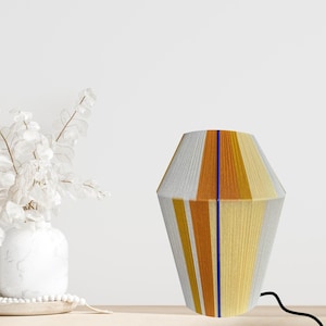 Long BonBon Lampshade, Fully handmade, Handwoven Yarn Lampshade, Orange and White,  Minimalist Design BonBon Shade