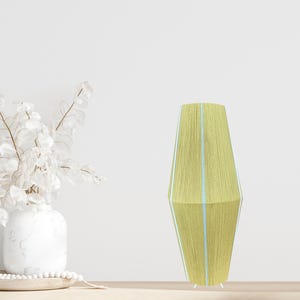 Long Bonbon Lampshade, Fully handmade, Handwoven Yarn Lampshade, Green and Lime, Minimalist Design Table Lamp