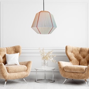 Japanese Lampshade, Bonbon Lampshade, Fully handmade, Handwoven Yarn Lampshade, White and Baige, Minimalist Design Lamp
