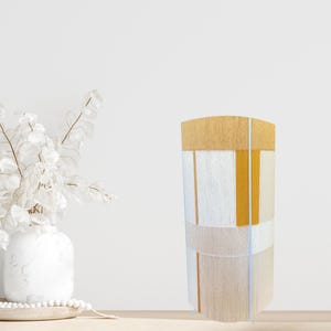 Long Bonbon Lampshade, Fully handmade, Handwoven Yarn Lampshade, Mustard Orange and Baige, Minimalist Design Table Lamp