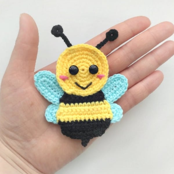 PATTERN Bee Applique Crochet Pattern PDF Instant Download Baby Shower Gift Spring Bug Applique Pattern Motif Ornament for Baby Blanket ENG