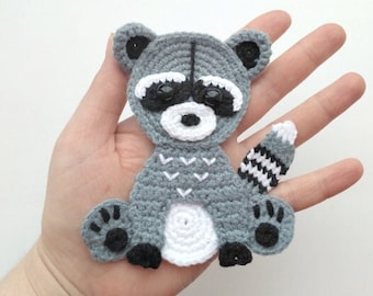 PATTERN Raccoon Applique Crochet Pattern PDF Woodland Animals Pattern Instant Download Accessories Motif Ornament Baby Blanket Baby Gift ENG