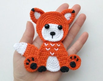 MOTIF Renard appliqué au crochet, motif PDF au crochet, motif animaux de la forêt, téléchargement immédiat, accessoires, motif, ornement, couverture pour bébé, cadeau pour bébé, FRA