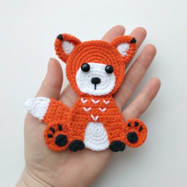 PATTERN Fox Applique Crochet Pattern PDF Woodland Animals Pattern Instant Download Accessories Motif Ornament Baby Blanket Baby Gift ENG