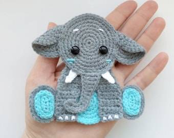 PATTERN Elephant Applique Crochet Pattern PDF Jungle Animal Pattern Safari Animal Pattern Instant Download Motif Ornament Baby Blanket ENG
