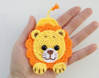 PATTERN Lion Applique Crochet Pattern PDF Jungle Animal Pattern Safari Zoo Animal Pattern Instant Download Motif Ornament Baby Blanket ENG