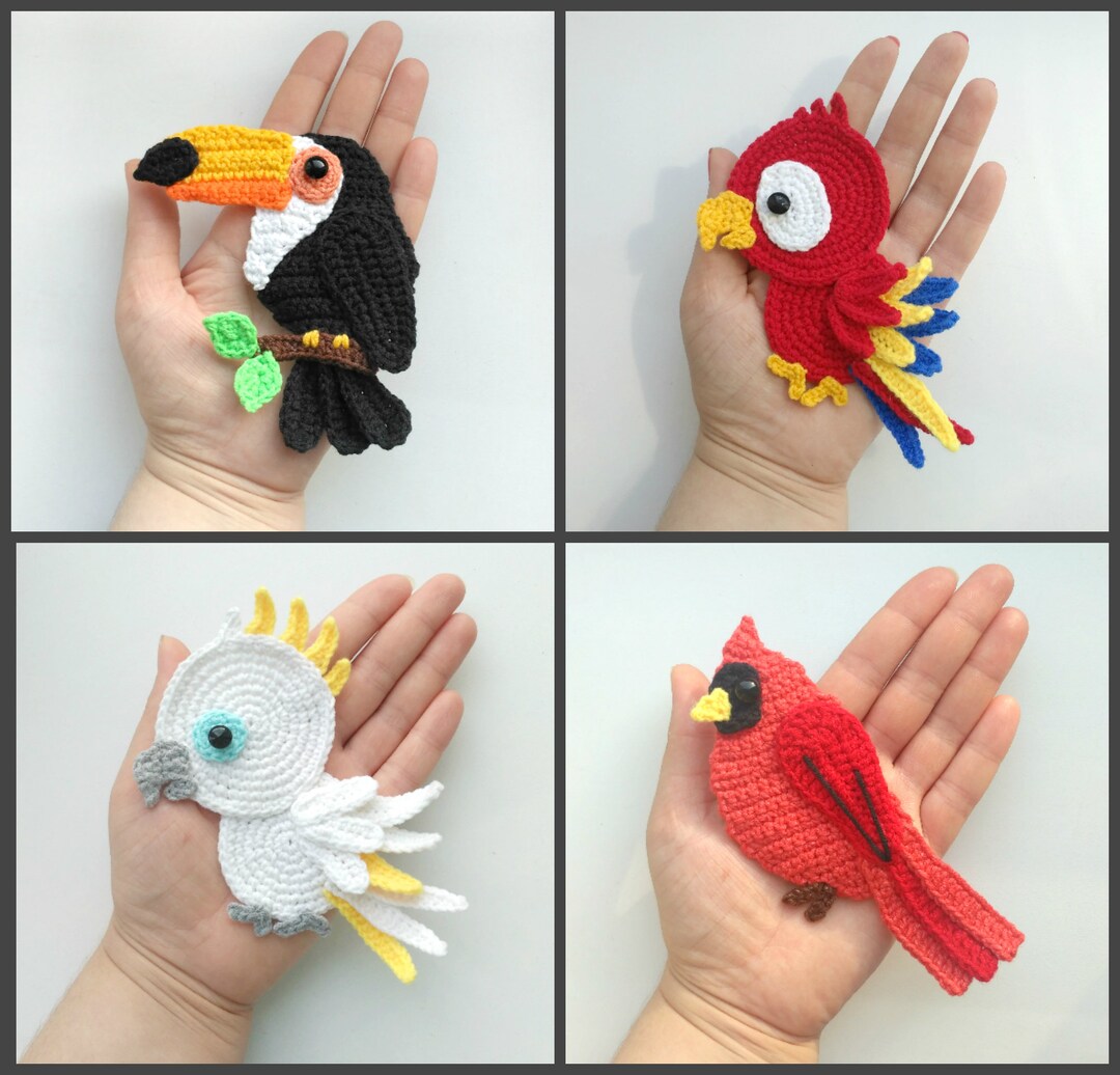 PATTERN Tropical Birds Applique Crochet Patterns PDF Toucan Cockatoo ...